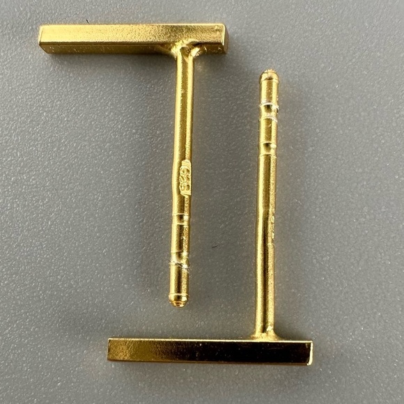 14k Gold Vermeil Bar Stud Earrings - Picture 10 of 10